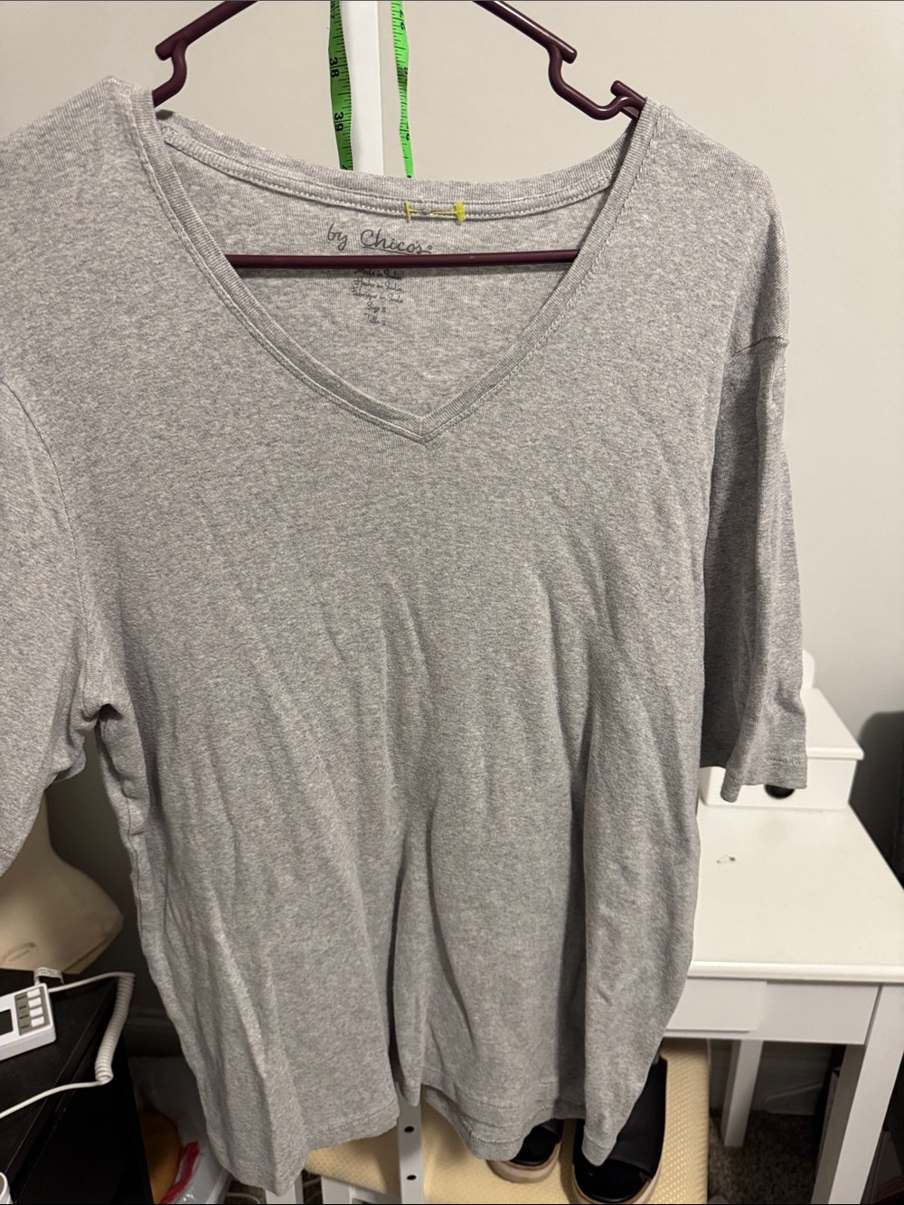 Chico's Light Gray V-Neck Tee